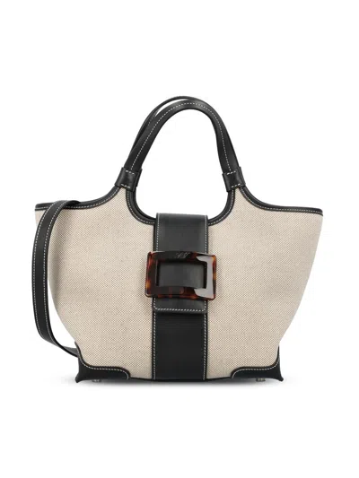 Roger Vivier Belle Vivier Mini Shopping Bag In Canvas In Multi