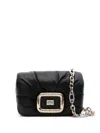 Roger Vivier Stylish Black Leather Handbag With Metal Buckle And Versatile Straps