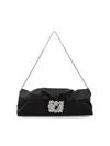 Roger Vivier Women's Satin Efflorescence Clutch Bag With Buckle In Black