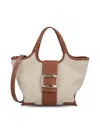 Roger Vivier Mini Viv Choc Canvas Shopping Bag In Brown
