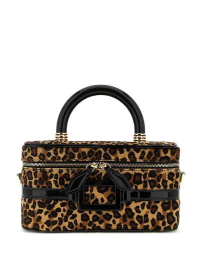 Roger Vivier Belle Vivier Patent Leather-trimmed Leopard-print Calf Hair Cosmetics Case In Animal Print