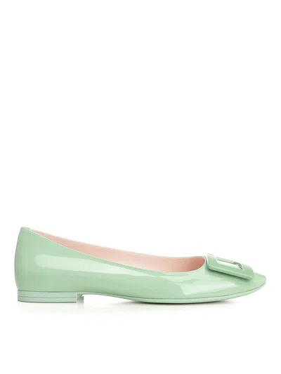 Roger Vivier U Look Patent Leather Ballerinas In Green