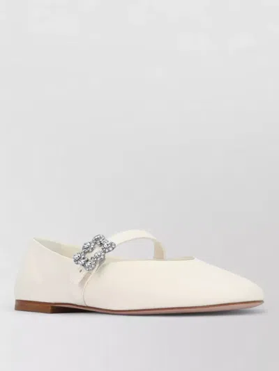 Roger Vivier Ballerina Shoes Round Toe Embellished Buckle In White
