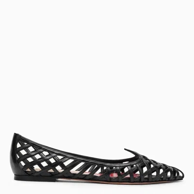 Roger Vivier Leather Point Toe Ballet Flats With Cut-out Details In Black