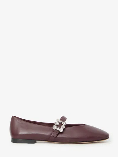 Roger Vivier Ballerine Con Cinturino Efflorescence In Burgundy