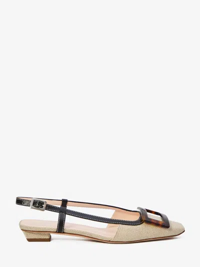 Roger Vivier Belle Vivier Slingback Ballerina Slingback Flat In Neutral