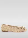 Roger Vivier Tres Vivier Raffia Strass Ballerina Flats In Beige