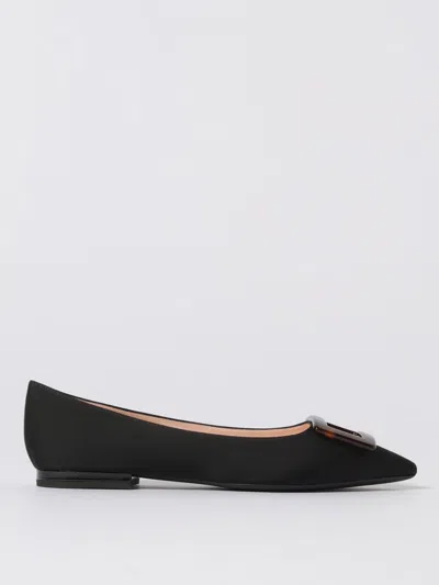 Roger Vivier 5mm Gommettine Gros Grain Flats In Black