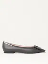 Roger Vivier Gommettine Gray Leather Ballet Flats In Gray