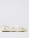 Roger Vivier 5mm Gommettine Mesh Ballerina Flats In Yellow Cream
