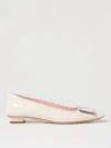 Roger Vivier Pointed Toe Ballet Flats With Patent Finish In Yellow Cream