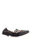 Roger Vivier Leather Strap Ballet Flats In Black