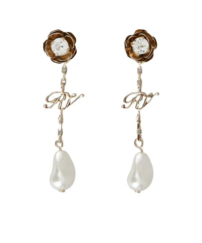 Roger Vivier Beaded Long Earrings In White