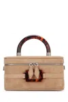 Roger Vivier Belle Vivier Vanity Mini Buckled Suede Clutch In Neutral