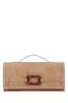 Roger Vivier Beige Belle Vivier Clutch In Brown