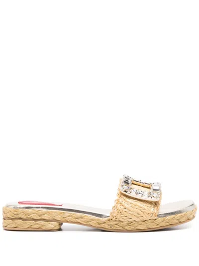 Roger Vivier Beige Slip On Sandals