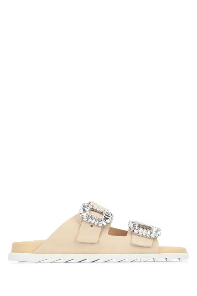Roger Vivier Beige Slip On Sandals