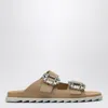 Roger Vivier Beige Suede Slidy Viv Mule