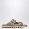 Roger Vivier Beige Suede Slidy Viv Mule