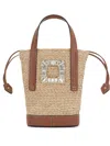 Roger Vivier Viv Skate Rafia Bucket Bag In Neutral