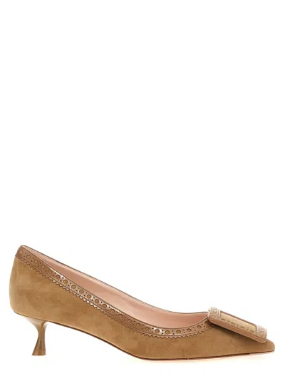 ROGER VIVIER BEIGE VIV SLIP ON PUMPS