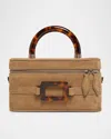Roger Vivier Belle Vivier Vanity Mini Buckled Suede Clutch In Brown