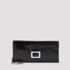 Roger Vivier Patent Leather Belle Vivier Wallet On Chain In Black