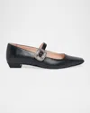 Roger Vivier Belle Mini Strass Babies Mary Jane Ballerina Flats In Black