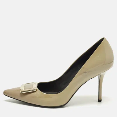 Pre-owned Roger Vivier Belle Size 38.5 Green Patent Leather Pumps