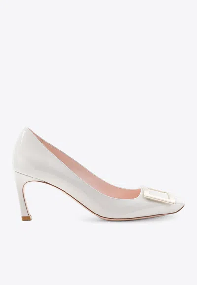 Roger Vivier Belle Trompette 70 Patent Leather Pumps In White