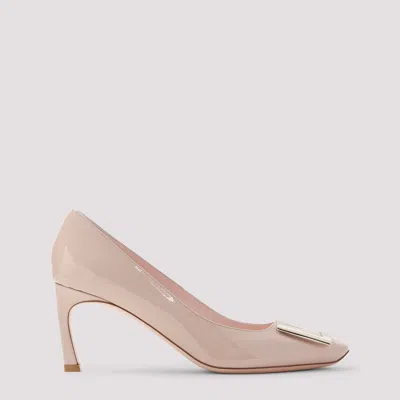 Roger Vivier Belle Vivier Trompette 70 Buckled Patent-leather Pumps In Neutral