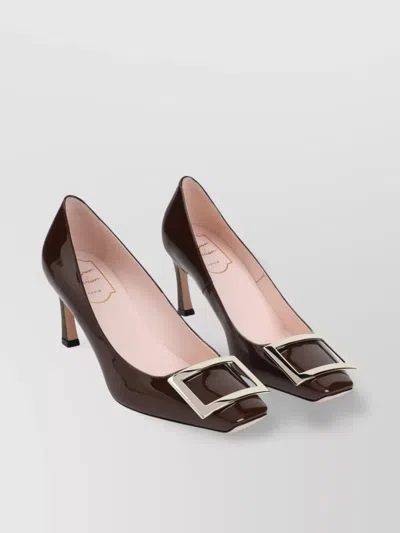 Roger Vivier Belle Trompette Calf Leather Pumps In Brown