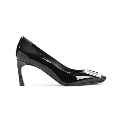 Roger Vivier Trompette Embellished Buckle Detailed Pumps In Gray