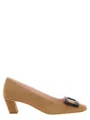 Roger Vivier Chic Block Heel Square Buckle Pumps In Brown