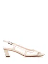 Roger Vivier Belle Vivier Mesh Buckle Slingback Pumps In White