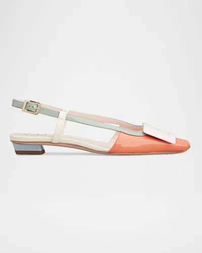 Roger Vivier Belle Vivier 25mm Colorblock Leather Slingback Ballerina Flats In Orange