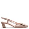 Roger Vivier Belle Vivier Metal Buckle Slingback Pumps In Beige Patent Leather
