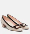 Roger Vivier Belle Vivier 45 Canvas Pumps In Neutral