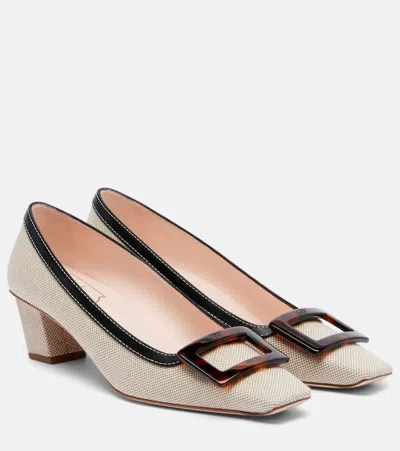 Roger Vivier Belle Vivier 45 Canvas Pumps In Neutral