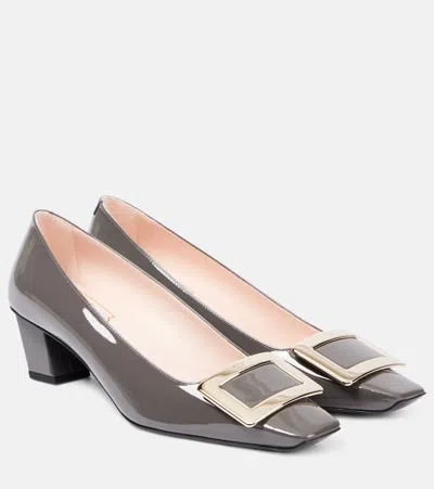 Roger Vivier Belle Vivier 45 Patent Leather Pumps In Cenere Scuro