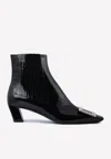 Roger Vivier Belle Vivier 45 Chelsea Boots In Patent Leather In Black