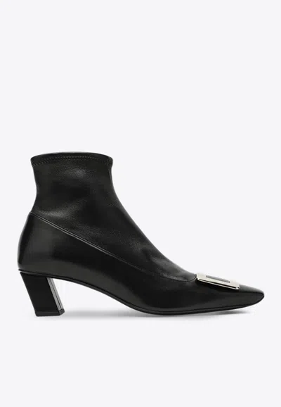 Roger Vivier Belle Vivier 45 Leather Ankle Boots In Black