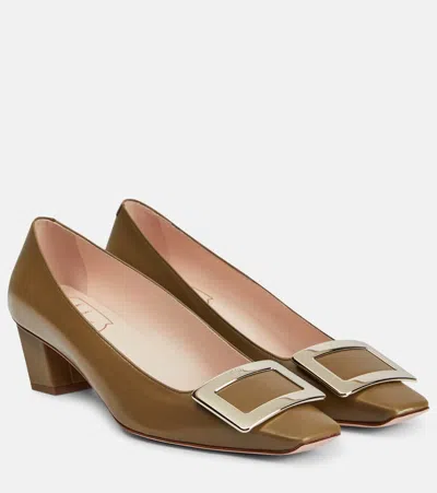 Roger Vivier Belle Vivier 45 Leather Pumps In Khaki