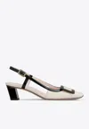 Roger Vivier Belle Vivier Covered Buckle Slingback Pumps In Patent Leather In White