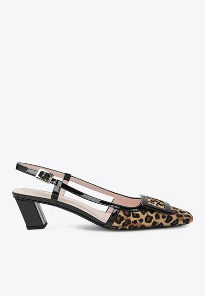 ROGER VIVIER BELLE VIVIER 45 LEOPARD-PRINT SLINGBACK PUMPS