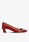 Roger Vivier Belle Vivier 45 Metal Buckle Pumps In Patent Leather In Red