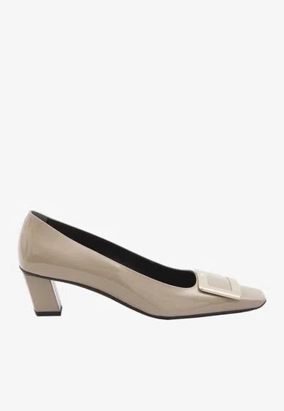 Roger Vivier 45mm Belle Vivier Patent Leather Pumps In Beige
