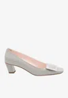 Roger Vivier Leather Belle Vivier Trompette Pumps 45 In Gray