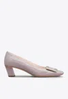 Roger Vivier Belle Vivier 45 Metal Buckle Pumps In Patent Leather In Violet