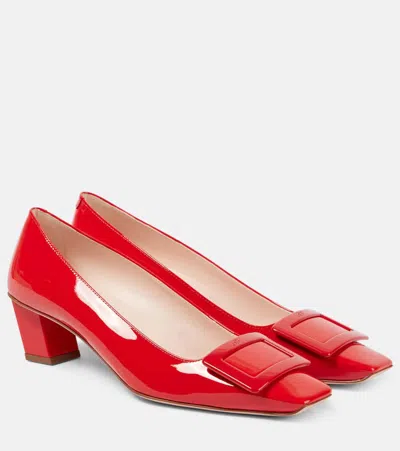 Roger Vivier Belle Vivier 45 Patent Leather Slingback Pumps In Sunset Red